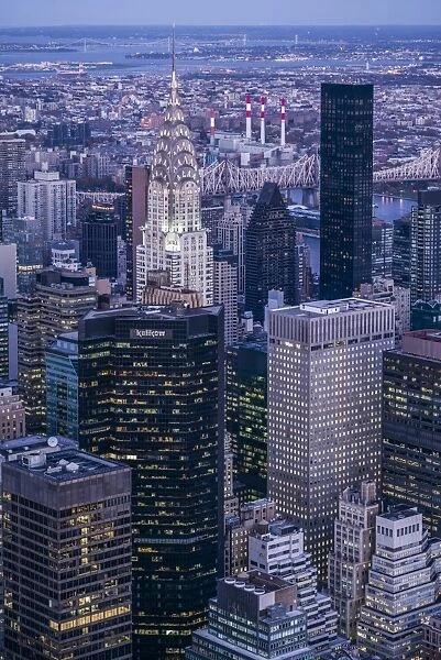 USA, New York, New York City, Mid-Town Manhattan, elevated view towards Chrysler Building