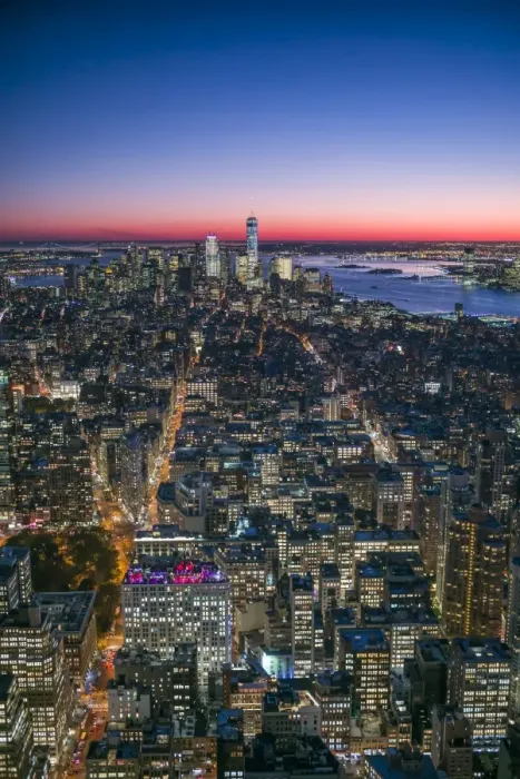 Framed Print : USA, New York, New York City, Mid-Town Manhattan, elevated view towards Lower Manhattan