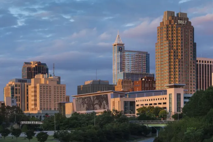 Framed Print : USA, North Carolina, Raleigh, city skyline