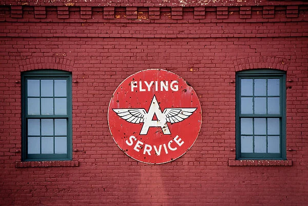 USA, North Dakota, Bismarck, Capital City, Flying A Service Station Sign, Wall Art