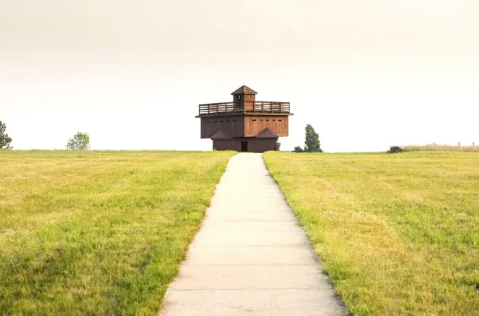 Framed Print : USA, North Dakota, Bismarck, Mandan, Fort Abraham Lincoln State Park, Blockhouse Framed Print : USA, North Dakota, Bismarck, Mandan, Fort Abraham Lincoln State Park, Blockhouse