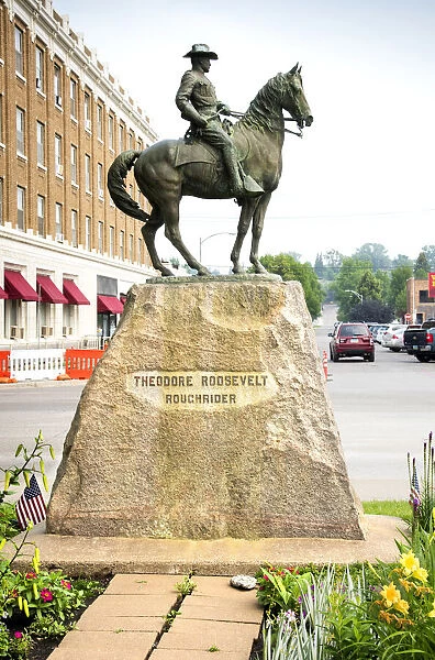 USA, North Dakota, Mandan, Statue Of Theodore Roosevelt
