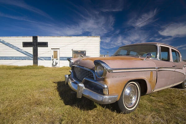 USA, Oklahoma, Route 66, Hydro, 1956 Studebaker President 4-door sedan