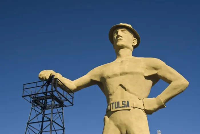 Framed Print : USA, Oklahoma, Tulsa, County Fairgrounds Golden Driller