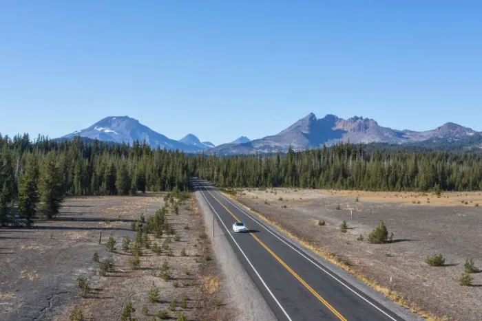 Framed Print : USA, Oregon, Bend, Cascade Lakes Highway, Tesla Framed Print : USA, Oregon, Bend, Cascade Lakes Highway, Tesla