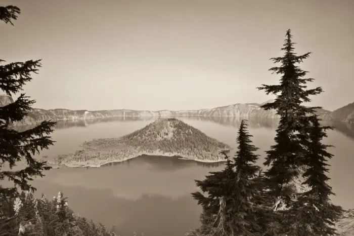 Framed Print : USA, Oregon, Crater Lake National Park, Crater Lake and Wizard Island Framed Print : USA, Oregon, Crater Lake National Park, Crater Lake and Wizard Island