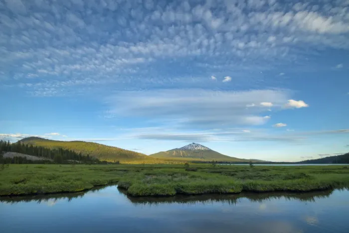 Framed Print : USA; Oregon, Deschutes National Forest, Sparks Lake and Mount Bachelor Framed Print : USA; Oregon, Deschutes National Forest, Sparks Lake and Mount Bachelor
