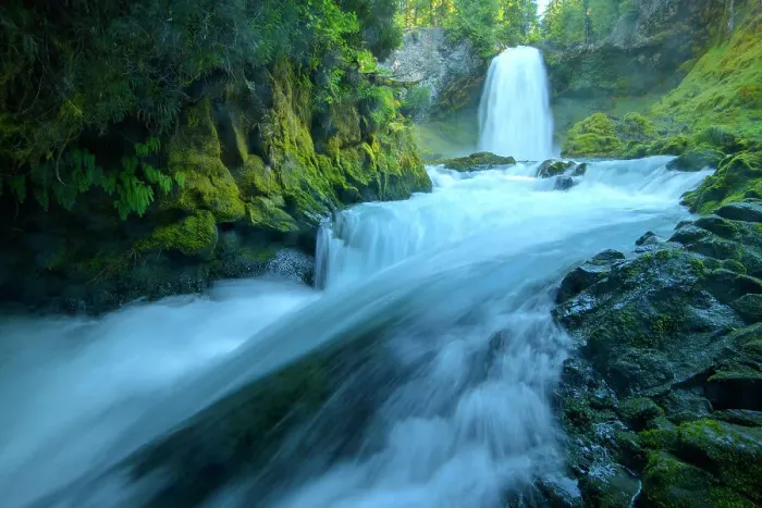 Framed Print : USA, Pacific Northwest, Oregon, Willamette National Forest, McKenzie river, Sahalie Falls