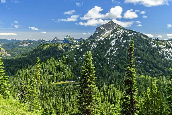 USA; Pacific Northwest; Washington State, Mount Rainier National Park, view to Dewey lake