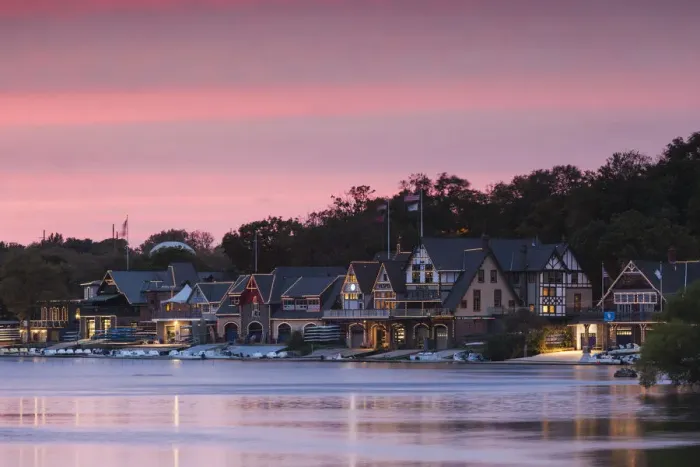 Framed Print : USA, Pennsylvania, Philadelphia, Boathouse Row on the Schuylkill River, dusk Framed Print : USA, Pennsylvania, Philadelphia, Boathouse Row on the Schuylkill River, dusk