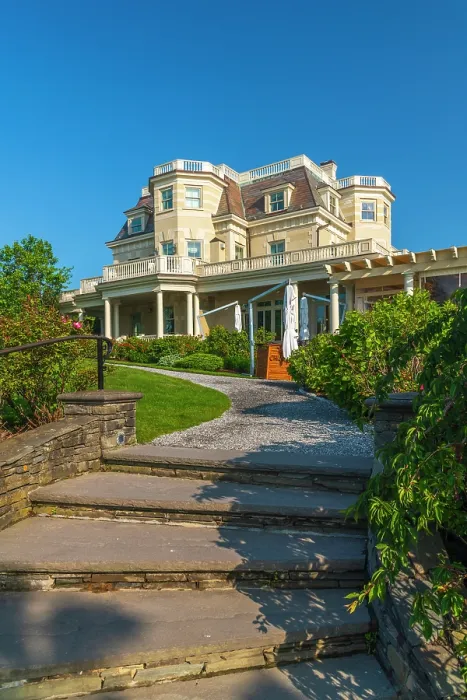 Framed Print : USA, Rhode Island, Newport, Bellevue Avenue Historic District, Cliff Walk, The Chanler Hotel, also known as Cliff Lawn Framed Print : USA, Rhode Island, Newport, Bellevue Avenue Historic District, Cliff Walk, The Chanler Hotel, also known as Cliff Lawn