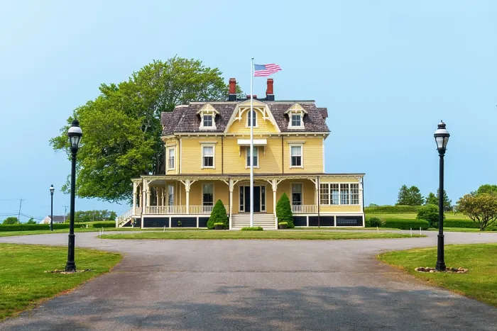 Framed Print : USA, Rhode Island, Newport, Fort Adams State Park, Eisenhower House Framed Print : USA, Rhode Island, Newport, Fort Adams State Park, Eisenhower House