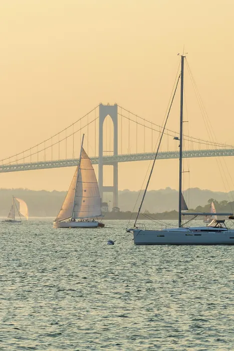 Framed Print : USA, Rhode Island, Newport, Narragansett Bay, Claiborne Pell Bridge or Newport Bridge Framed Print : USA, Rhode Island, Newport, Narragansett Bay, Claiborne Pell Bridge or Newport Bridge