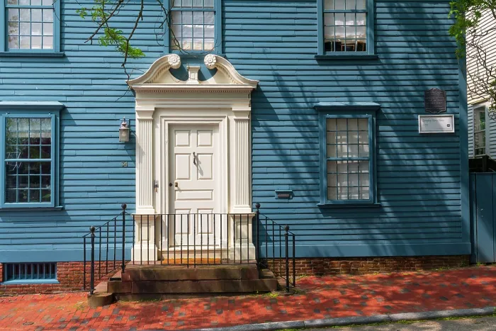 Framed Print : USA, Rhode Island, Newport, Pelham Street, Langley King House Framed Print : USA, Rhode Island, Newport, Pelham Street, Langley King House