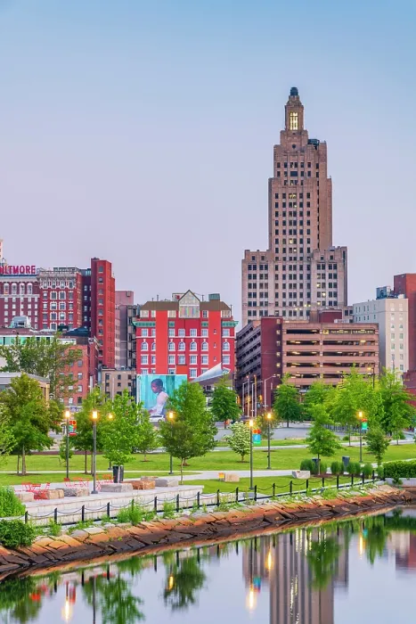 Framed Print : USA, Rhode Island, Providence, Downtown skyline and Providence River Framed Print : USA, Rhode Island, Providence, Downtown skyline and Providence River
