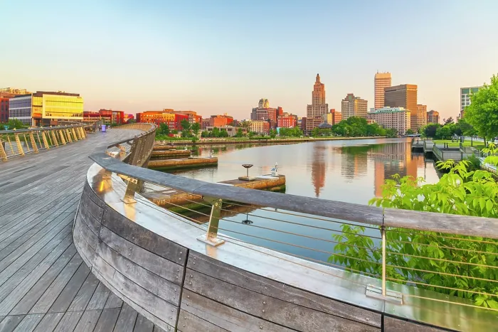 Framed Print : USA, Rhode Island, Providence, Michael S. Van Leesten Memorial Bridge over Providence River, Downtown skyline Framed Print : USA, Rhode Island, Providence, Michael S. Van Leesten Memorial Bridge over Providence River, Downtown skyline