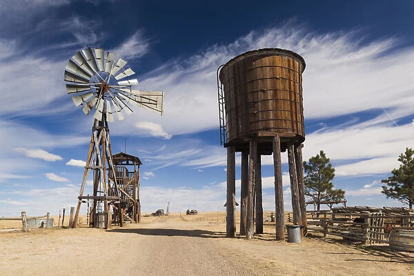 USA, South Dakota, Stamford, 1880 Town, pioneer village, windmill