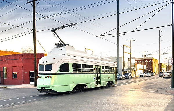 USA, Texas, El Paso, Restored Art Deco Streetcar