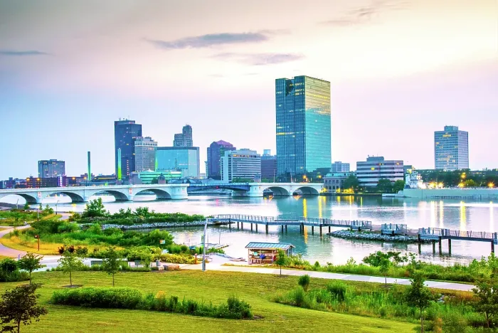 Framed Print : USA, Toledo, Ohio, Downtown Skyline, Maumee River, Glass City Metropark Framed Print : USA, Toledo, Ohio, Downtown Skyline, Maumee River, Glass City Metropark