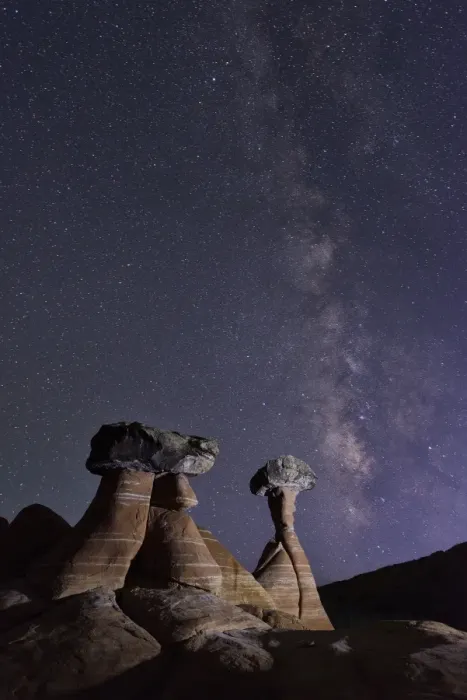 Framed Print : USA, Utah, Grand Staircase Escalante, National Monument, Toadstools, milky way over Framed Print : USA, Utah, Grand Staircase Escalante, National Monument, Toadstools, milky way over
