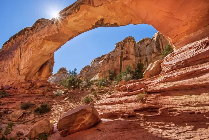 Framed Print : USA, Utah, Southwest, Colorado Plateau, Capitol Reef, National Park, Hickman Bridge Framed Print : USA, Utah, Southwest, Colorado Plateau, Capitol Reef, National Park, Hickman Bridge
