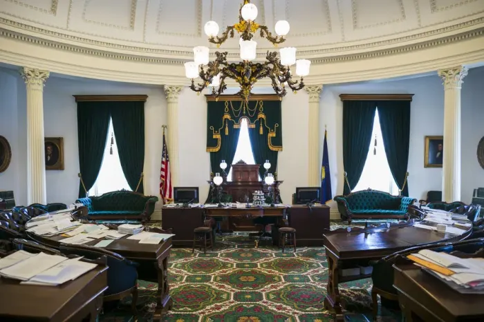 Framed Print : USA, Vermont, Montpelier, Vermont State House, Vermont State Senate chamber Framed Print : USA, Vermont, Montpelier, Vermont State House, Vermont State Senate chamber