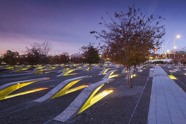 USA, Virginia, Arlington The Pentagon, Pentagon 911 Memorial, dawn