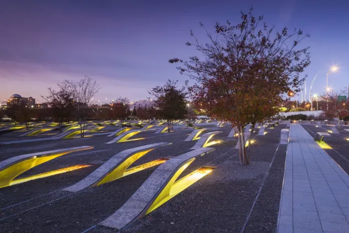 Framed Print : USA, Virginia, Arlington The Pentagon, Pentagon 911 Memorial, dawn Framed Print : USA, Virginia, Arlington The Pentagon, Pentagon 911 Memorial, dawn