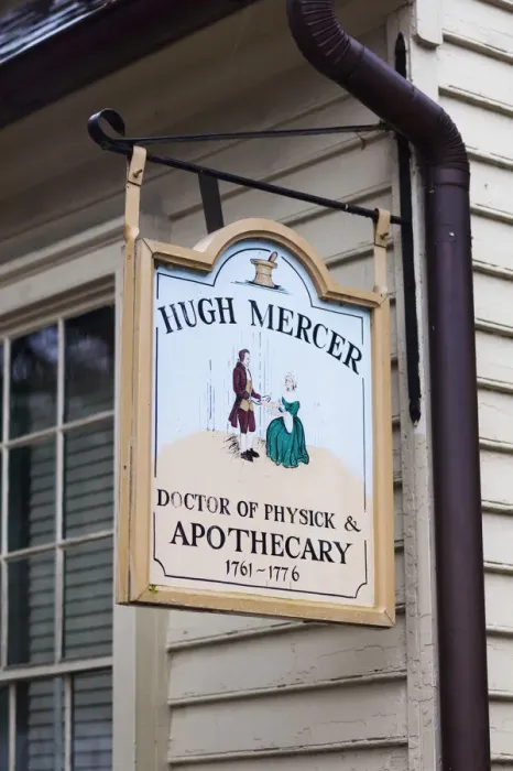Framed Print : USA, Virginia, Fredericksburg, Hugh Mercer Apothecary Shop sign, former shop belonging Framed Print : USA, Virginia, Fredericksburg, Hugh Mercer Apothecary Shop sign, former shop belonging