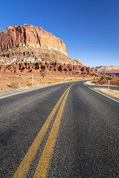 Utah State Route 24 by Whiskey Flat rock formation, Capitol Reef National Park, Utah