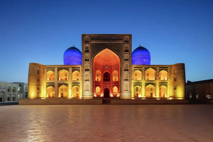 Framed Print : Uzbekistan, Bukhara, Po-i-Kalyan, Kalon Mosque illuminated at sunset