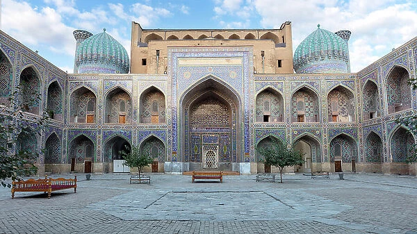 Uzbekistan, Samarkand, Registan square, the courtyard of Sher-Dor Madrasah