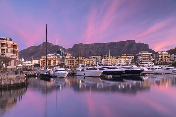 V+A Waterfront Marina at sunset, Cape Town, Western Cape, South Africa