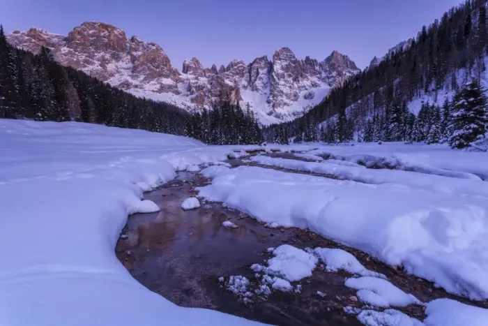 Framed Print : Val Venegia with snow, Dolomites, Tentino Alto Adige, Italy