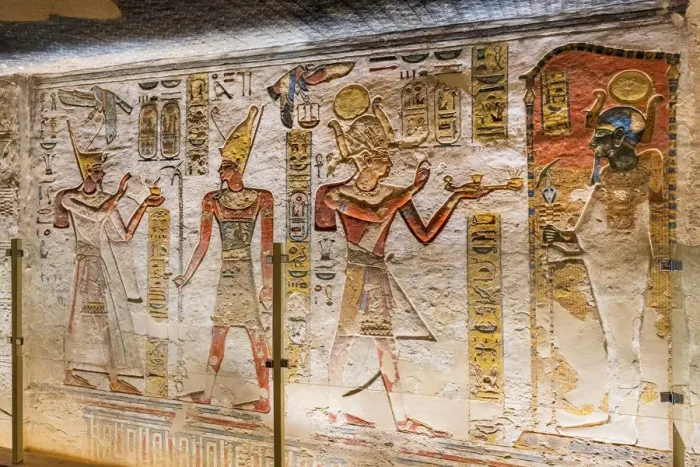 Framed Print : Valley of the Kings, burial chamber decorated with bas-relief in the tomb of Ramses IX Framed Print : Valley of the Kings, burial chamber decorated with bas-relief in the tomb of Ramses IX