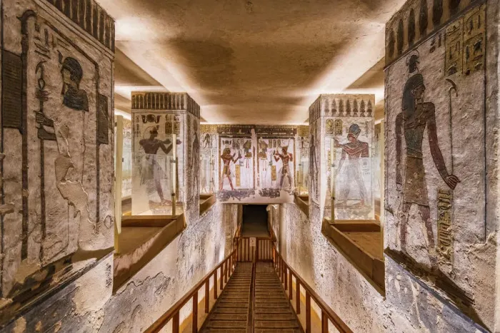Framed Print : Valley of the Kings, burial chamber decorated with bas-relief in the tomb of Ramses IX Framed Print : Valley of the Kings, burial chamber decorated with bas-relief in the tomb of Ramses IX