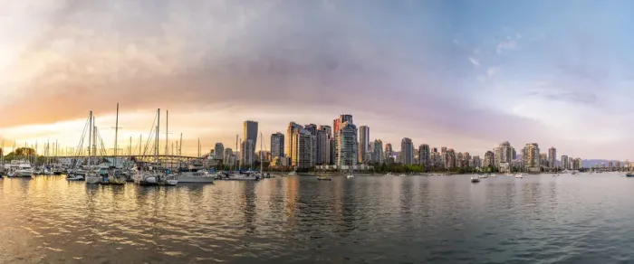 Framed Print : Vancouver skyline panorama at sunset, British Columbia, Canada Framed Print : Vancouver skyline panorama at sunset, British Columbia, Canada