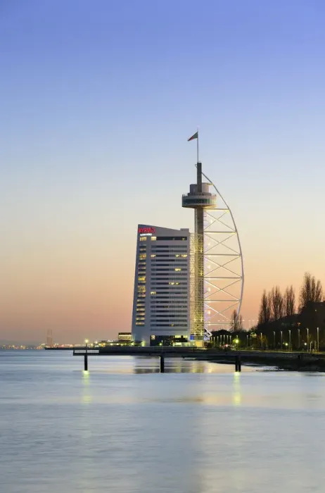 Framed Print : Vasco da Gama Tower at dusk, the highest building in Portugal Framed Print : Vasco da Gama Tower at dusk, the highest building in Portugal