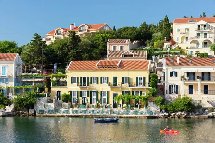 Framed Print : Venetian architecture in Fiskardo, Kefalonia, Ionian Islands, Greece Framed Print : Venetian architecture in Fiskardo, Kefalonia, Ionian Islands, Greece