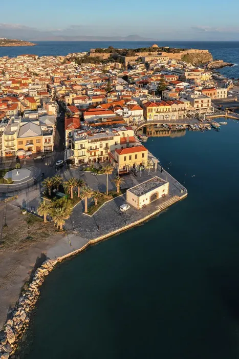 Framed Print : Venetian harbor with a view of Venetian Fortezza, Rethymno, Crete, Greece