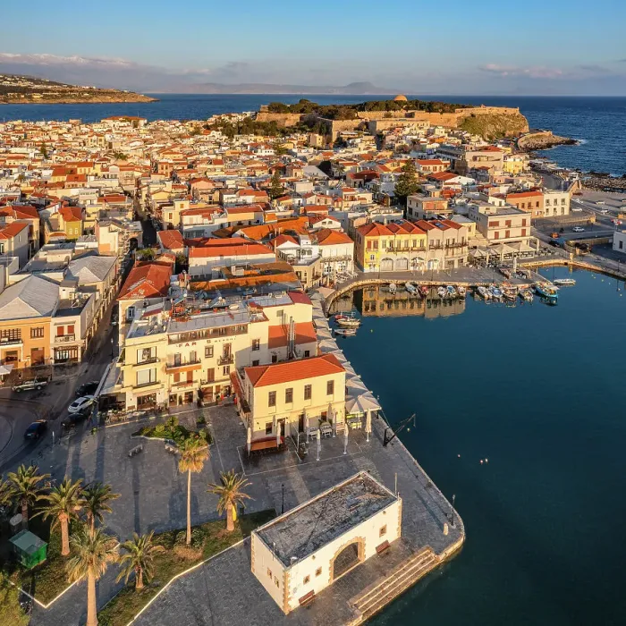 Framed Print : Venetian harbor with a view of Venetian Fortezza, Rethymno, Crete, Greece