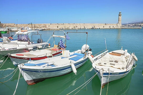 Venetian harbour, Rethymno, Crete, Greek Islands, Greece