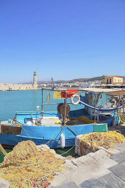 Venetian harbour, Rethymno, Crete, Greek Islands, Greece