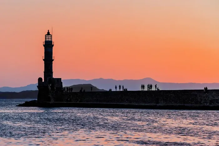 Framed Print : Venetian lighthouse at dusk, Chania, Crete, Greek Islands, Greece Framed Print : Venetian lighthouse at dusk, Chania, Crete, Greek Islands, Greece