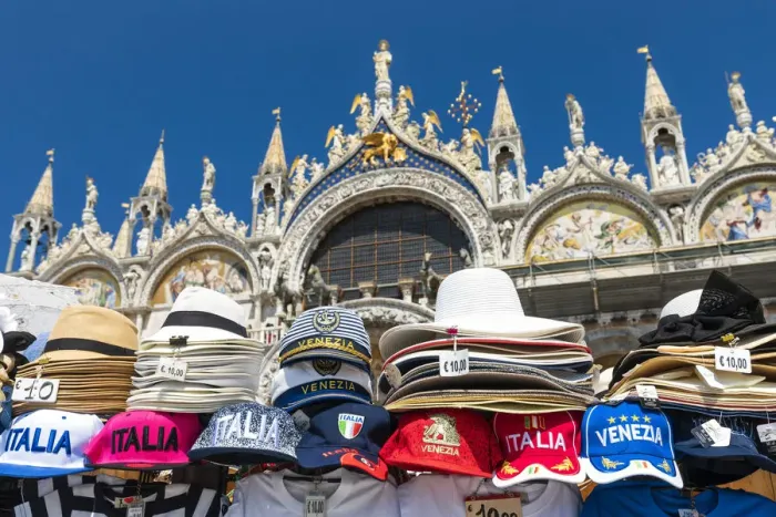 Framed Print : Venetian souvenirs with St Marks Basilica in the background. Venice, Veneto Framed Print : Venetian souvenirs with St Marks Basilica in the background. Venice, Veneto