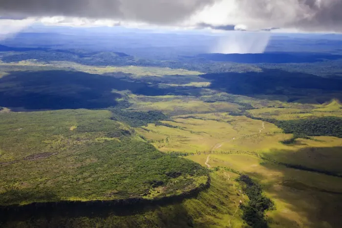 Framed Print : Venezuela, Aerial view of Canaima National Park Framed Print : Venezuela, Aerial view of Canaima National Park