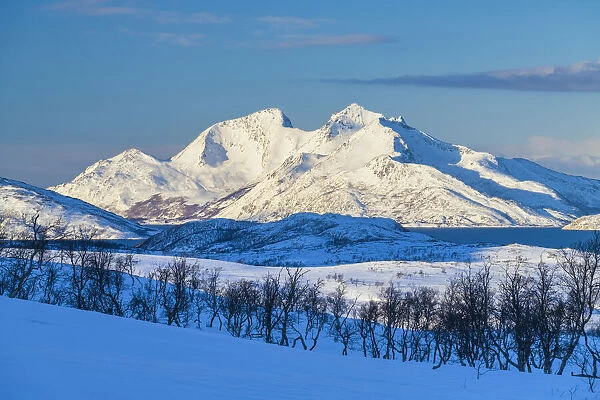 Vengsoytinden & Kvantotinden in Winter, Vengsoya Island, Tromso, Norway