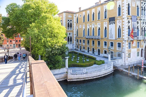 Venice, Veneto, Italy. Building and garden from Accademia bridge
