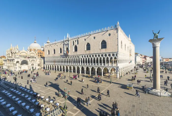 Framed Print : Venice, Veneto, Italy. High angle view over Piazzetta San Marco and Doges Palace Framed Print : Venice, Veneto, Italy. High angle view over Piazzetta San Marco and Doges Palace