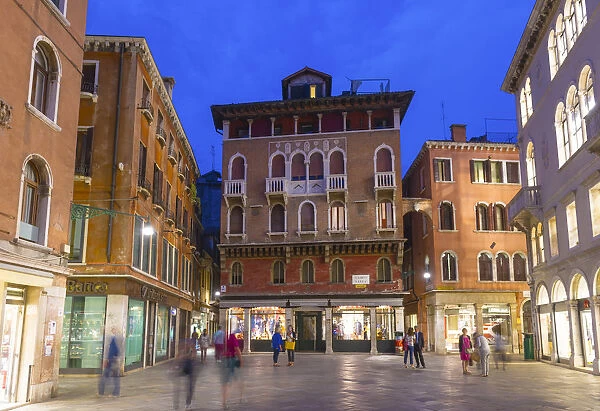 Venice, Veneto, Italy. Historical center at night